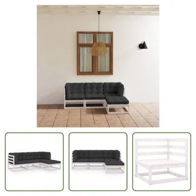 Produktbild von The Living Store 4-tlg. Garten-Lounge-Set mit Kissen Kiefer Massivholz