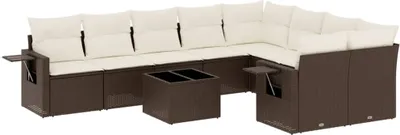 Produktbild von 10-tlg. Garten-Sofagarnitur mit Kissen Braun Poly Rattan
