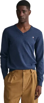 Image de Gant Pull-over Regular Fit Coton Col V Bleu