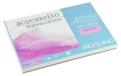 Aquarellblock, 25 Blatt, 100 % Baumwolle, 12,5 x 18 cm, weiß