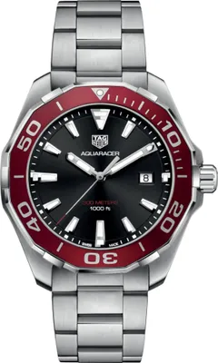 Produktbild von Tag Heuer Aquaracer Herrenuhr silber schwarz rot WAY101B.BA0746