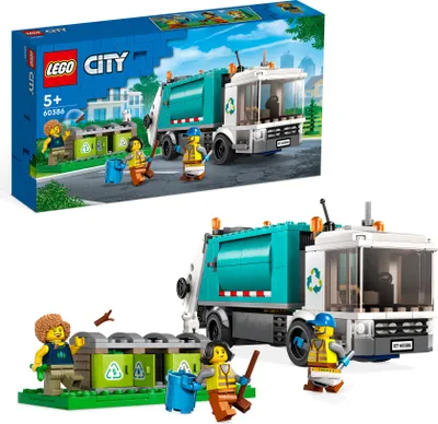 Produktbild von LEGO 60386 City Müllabfuhr, Müllwagen Spielzeug mit Mülltonnen für Kinder ab 5 Jahren, Lern- und Sortierspielzeug, Serie Nachhaltiges Leben