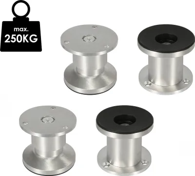 Produktbild von Fiqops 4x Möbelfuß Möbelfüsse Aluminium Fuss Durchmesser 40 mm Höhe 120mm Schwarz Höhenverstellbar