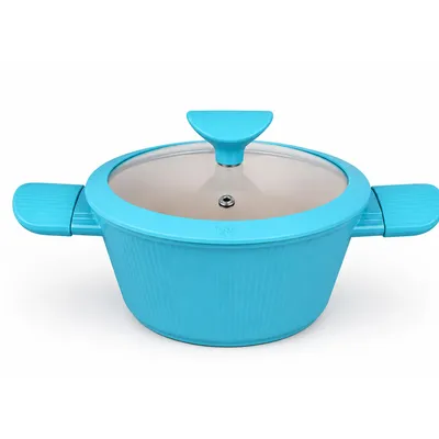 Produktbild von Kochtopf 20 cm mit Glasdeckel Aluminium Bratentopf mit Antihaftbeschichtung Geeignet für Induktion, Gas, Glaskeramik und Elektro Royal Swiss®