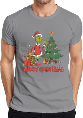 Produktbild von Merry Grinchmas Grinch Weihnachtsbaum Geschenke Weihnachten Herren T-Shirt, Grau, XXL