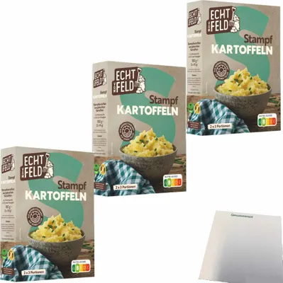 Produktbild von Echt vom Feld Stampfkartoffeln 3er Pack (3x180g Packung) + usy Block