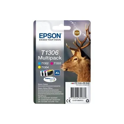 Obrázok produktu pre Sada atramentových kaziet, Epson T1306, Cerf, azúrová, purpurová, žltá, DURABrite