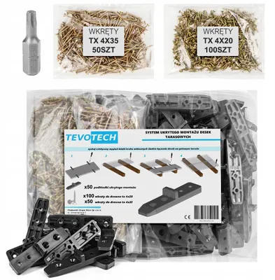 Produktbild von TEVOTECH Unsichtbares Terrassen-Montagesystem für verdeckte Montage, 201 Teile
