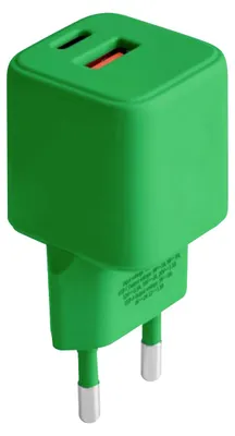 Image de Forever COLORUM, Chargeur de téléphone portable pour tous les iPhone, Xiaomi, Huawei, Motorola et Samsung, Chargeur rapide + USB-A + USB-C PD 30W CLS30-AC-10 Vert