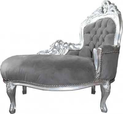 Produktbild von Casa Padrino Barock Kinder Chaiselongue Grau/Silber - Kindermöbel