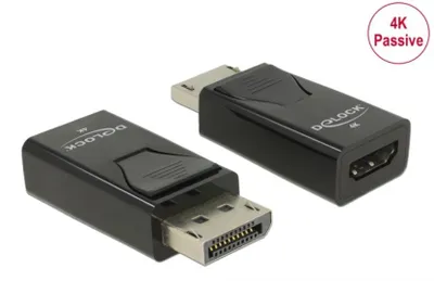 Produktbild von DeLOCK Adapter DisplayPort 1.2 Stecker zu HDMI Buchse 4K Passiv schwarz, DisplayPort, HDMI Type A (Standard), 0 m, Schwarz