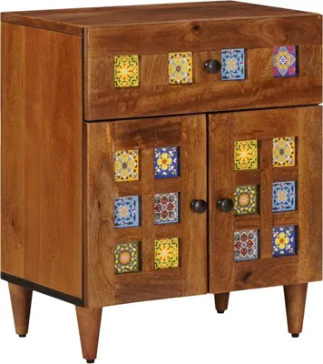 Produktbild von "Schlussverkauf" Nachttisch 1 PC - mit Reichlich Stauraum - Braun 50x33x60 cm Massivholz Mango  C9044