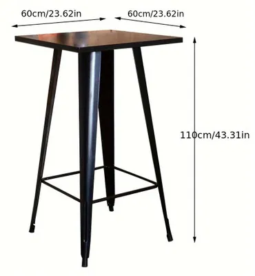 Image de Table haute de 60x60 cm - Pied en acier de 110 cm de hauteur, idéal pour les cafés, les événements et les établissements de restauration