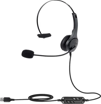 Obrázok produktu pre Jednostranná šnúrová náhlavná súprava USB Call Center Monaurálne slúchadlá s nastaviteľným tlačidlom ovládania hlasitosti mikrofónu pre kancelársky počítač PC Laptop