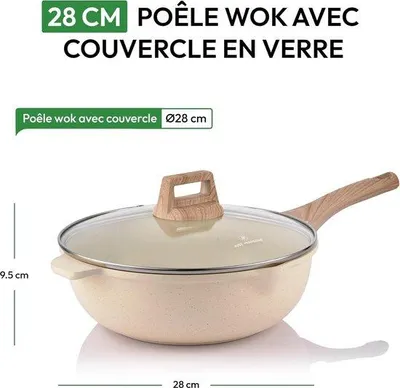 Produktbild von Wokpfanne 28cm Antihaftbeschichtung Induktion Beige