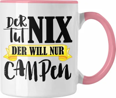 Produktbild von Trendation - Wohnwagen Camper Tasse Geschenke Wohnmobil Männer Campingwagen Geschenkidee Zubehör Camping Opa Oma Rentner Lustig Grafik (Rosa)