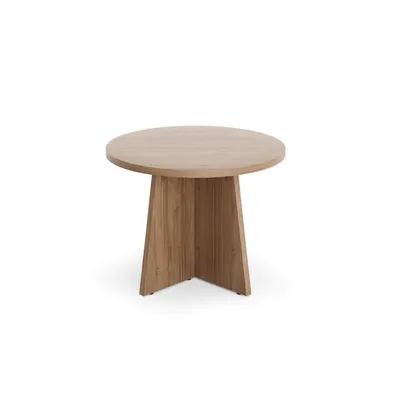 Productafbeelding van BETTSO Kleine salontafel van rundleder, model AURENA AU8, bijzettafel, woonkamertafel, Royal Nussbaum (walnoot), kruisvormig onderstel, Ø 58x40 cm, moderne salontafel
