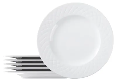 Desserttellerset 21 cm, 6 Stück, Porzellan, Weiß, rund