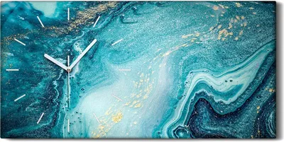 Produktbild von Küche Wohnzimmer Wand Leinwand Uhr 60x30 Wandkunst Malarei Aquarell farbenfroh - weiße Hände