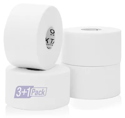 Image de Sporttape, 4 rouleaux, élastique, hypoallergénique, blanc, 3,8 cm x 13,7 m
