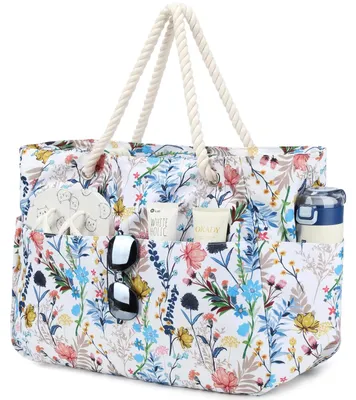Immagine prodotto di Borsa da spiaggia grande XXL per donna, con cerniera e tasca impermeabile, motivo fenicottero