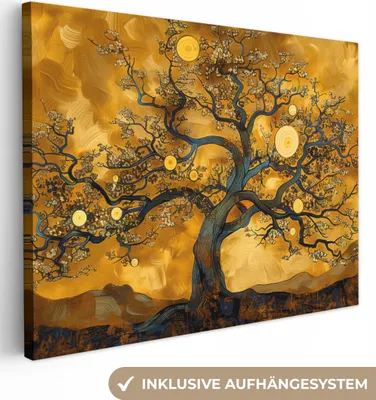 Obrázek produktu pro OneMillionCanvasses® - Plátno - Strom - Strom života - Abstraktní - Zlatá, nástěnná malba, nástěnné dekorace obrazy obývací pokoj, 120x90cm