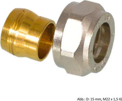 A close-up shot of plumbing fittings on a white background.