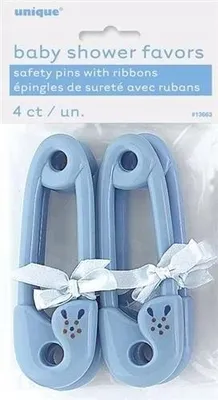 Immagine prodotto di Spille di sicurezza con anello, colore blu, confezione da 4 pezzi.