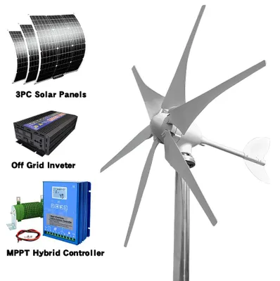 Image de Éolienne - Éolienne - Générateur d'éolienne - Énergie éolienne - 3000W - 24V - avec système d'énergie solaire