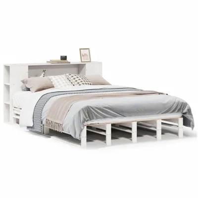 Immagine prodotto di Letto Libreria senza Materasso Bianco 150x200 cm Legno Massello