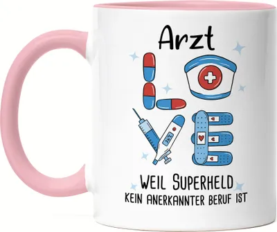 Produktbild von Ich Bin Arzt Weil Superheld Kein Anerkannter Job Ist Tasse Rosa Geschenk Danke Sagen