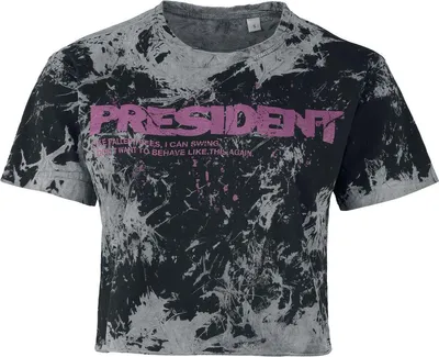 Produktbild von President T-Shirt Damen Key Crop dunkelgrau Band-Merch, Bands 100% Baumwolle XXL