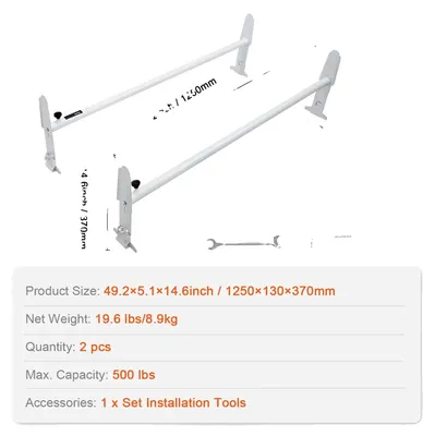 Produktbild von Dachleiternträger, 500 lbs Tragfähigkeit, verstellbar für Großraumvans, 500 lbs