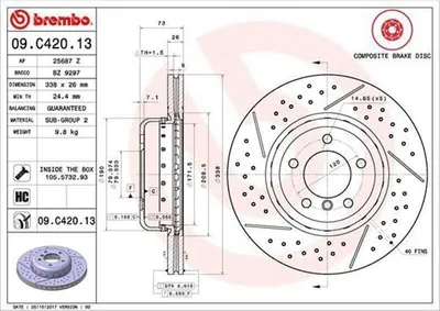 Immagine prodotto di 2x Disco freno BREMBO 09.C420.13 per BMW 3 Touring (E91) 3 Sedan (E90) 73mm