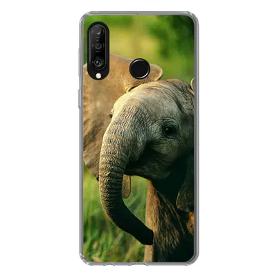 Produktbild von MuchoWow® Handyhülle Schutzhülle Hülle für Huawei P30 Lite Elefant - Grün - Tiere - Natur Silikon Softcase Handy Hülle - Handyhülle