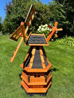 Produktbild von Kugelgelagerte Windmühle, wahlweise mit Solarbeleuchtung, schwarz, Höhe 80 cm