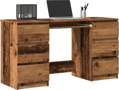 Produktbild von "2026 Promotion" Schreibtisch Altholz-Optik 140x50x77 cm Holzwerkstoff - Schreibtische CC31605
