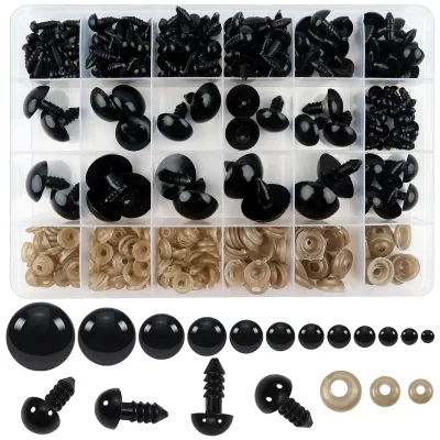 Sicherheitsaugen 6–24 mm, 150 Stück, bunt, mit Unterlegscheiben