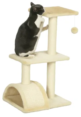 Produktbild von PawHut Kratzbaum 72 cm Katzenturm mit Plüschballen, Sisalstämme Cremeweiß