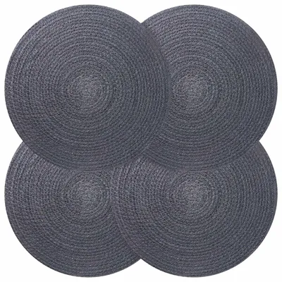Immagine prodotto di vidaXL Sottobicchieri in juta, 4 pezzi, grigio scuro, diametro 30 cm, 100% juta Tossa