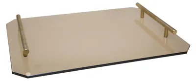 Produktbild von Bernsteinfarbenes Tablett mit vergoldeten Griffen, 40 x 30 x 5 cm