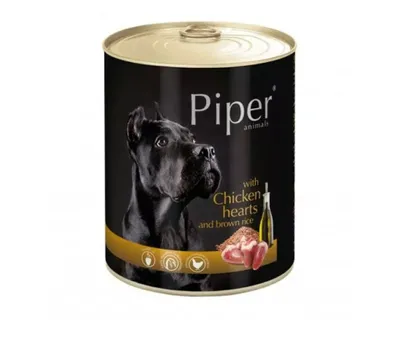 Obrázok produktu pre Piper Dog Konzerva Kuracie srdcia a hnedá ryža 400g
