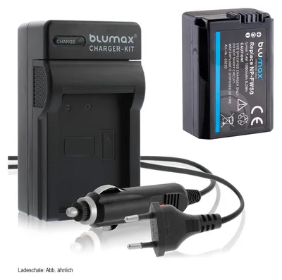 Produktbild von 1x Akku + Lader für Sony NP-FW50 Alpha  6500 7 II 7R 7S  NEX 7 RX10 1080 mAh