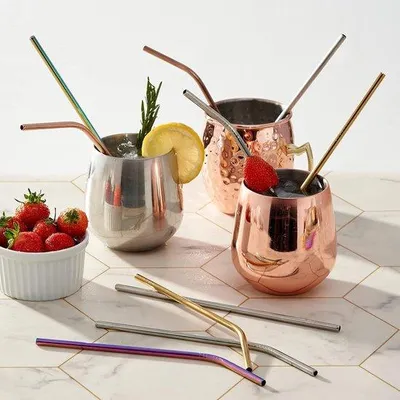 Produktbild von Famanu Edelstahlstrohhalme 36 Stück und 4 Reinigungsbürsten - umweltfreundlich, wiederverwendbar, spülmaschinenfest