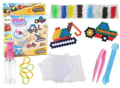 Produktbild von Leantoys Zestaw Koralików Wodnych DIY Magiczne Koraliki 8 Kolorów Pojazdy Budowlane
