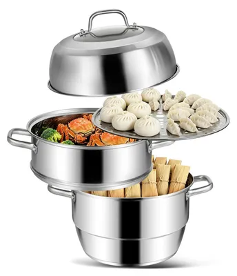 Obrázek produktu pro Napařovač, hrnec, indukční, nerezová ocel, 30 cm, 9,2 l, 3 patra