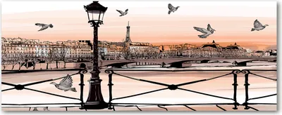 Produktbild von Tulup® Glas-Bild Wandbild aus Glas - 125x50 - Wandkunst - Wandbild hinter gehärtetem Sicherheitsglas - Dekorative Wand für Küche & Wohnzimmer  - Sehenswürdigkeiten & Architektur - Dämmerung in Paris - Orange