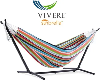 Produktbild von Sunbrella Doppelhängematte Hängematte Vivere C8SUN mit Gestell Carousel Confetti