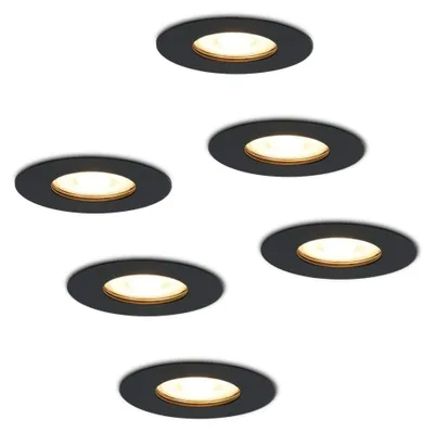 Produktbild von hoftronic LED Einbaustrahler 4,5W 2700K GU10 Dimmbar IP65 Schwarz 6er Set