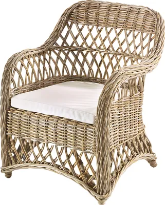 Produktbild von Kobolo Rattansessel Kingston Sessel - Rattan - kubu gray - mit Kissen und Armlehnen - Stuhl Rückenlehne Sessel Korbstuhl Lesesessel Relaxsessel Deco
